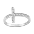 thumbnail image 1 of Clear Cubic Zirconia Sideway Cross Ring Sterling Silver, 1 of 3