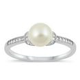thumbnail image 1 of Clear Cubic Zirconia Simulated Pearl Ring .925 Sterling Silver Band White Jewelry Female Size 10, 1 of 4