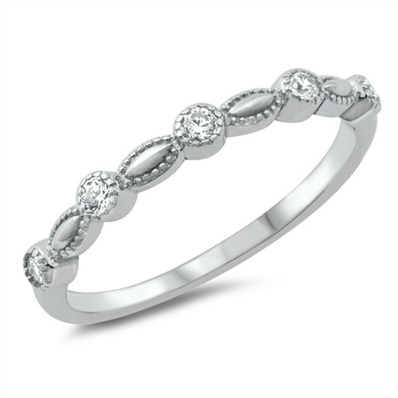 Clear Cubic Zirconia Sleek Ring .925 Sterling Silver Band White Jewelry Female Male Unisex Size 8