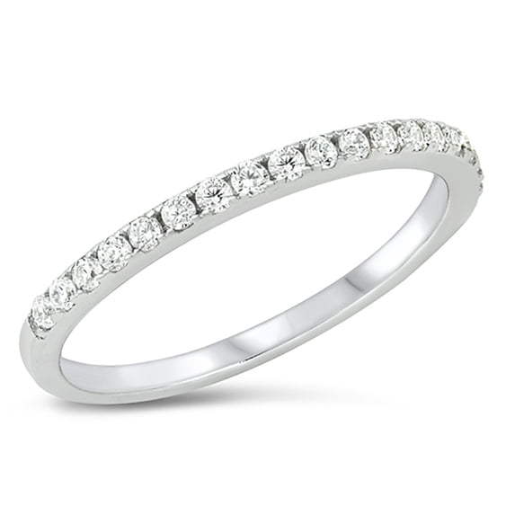 Clear Cubic Zirconia Stackable Band Ring Sterling Silver Size 5