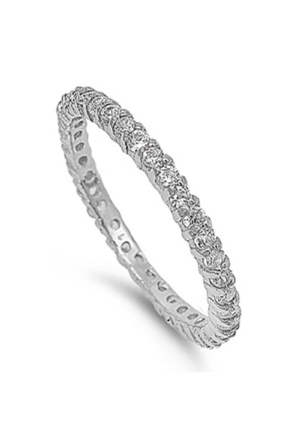 Clear Cubic Zirconia Stackable Eternity Ring Sterling Silver Size 5