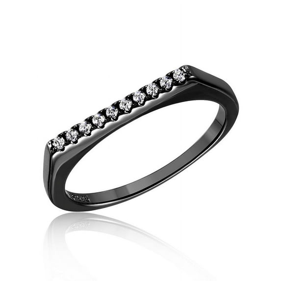 Clear Cubic Zirconia Stackable Ring Black Rhodium Plated Sterling Silver Size 8