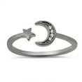 thumbnail image 1 of Clear Cubic Zirconia Star And Moon Adjustable Ring Sterling Silver Size 5, 1 of 3