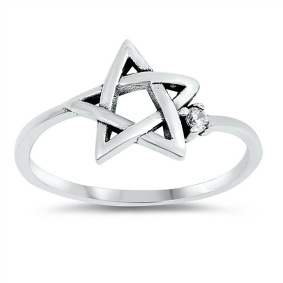 Clear Cubic Zirconia Star Of David Ring Sterling Silver Size 7