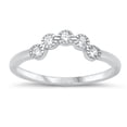 thumbnail image 1 of Clear Cubic Zirconia Studded Arch Wedding Ring .925 Sterling Silver Band White Jewelry Female Size 9, 1 of 4