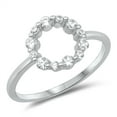 thumbnail image 1 of Clear Cubic Zirconia Studded Open Circle Ring .925 Sterling Silver Band White Jewelry Female Size 5, 1 of 4