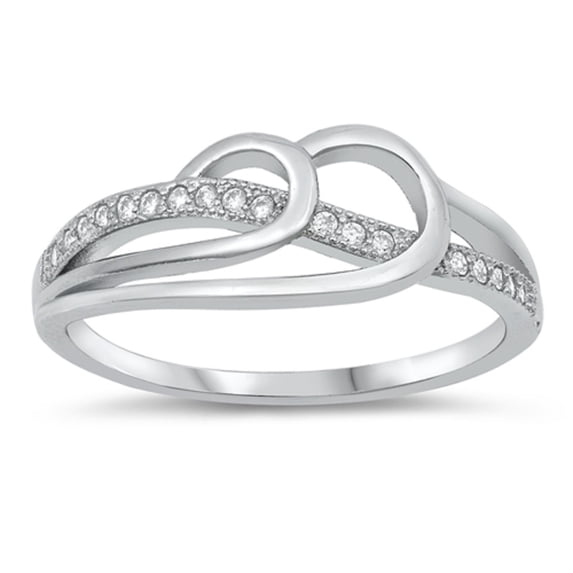 Clear Cubic Zirconia Swirl Designer Ring Sterling Silver Size 7