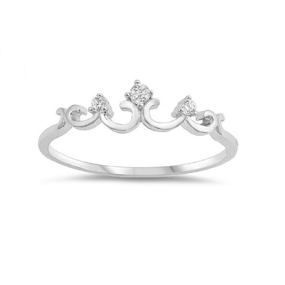 Clear Cubic Zirconia Swirl Designer Ring Sterling Silver