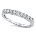 thumbnail image 1 of Clear Cubic Zirconia Thin Stackable Ring .925 Sterling Silver Band White Jewelry Female Male Size 6, 1 of 4