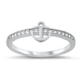 thumbnail image 1 of Clear Cubic Zirconia Thin Studded Anchor Ring .925 Sterling Silver Band White Jewelry Female Size 6, 1 of 4