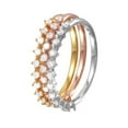 thumbnail image 1 of Clear Cubic Zirconia Three Stackable Bands Ring Tri-Color Plated Sterling Silver Size 6, 1 of 3