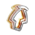 thumbnail image 1 of Clear Cubic Zirconia Three Zig Zag Stackable Bands Ring Tri-Tone plated Sterling Silver Size 6, 1 of 2