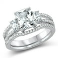 thumbnail image 1 of Clear Cubic Zirconia Traditional Wedding Sterling Silver Ring White 925 Jewelry Female Male Size 10, 1 of 4