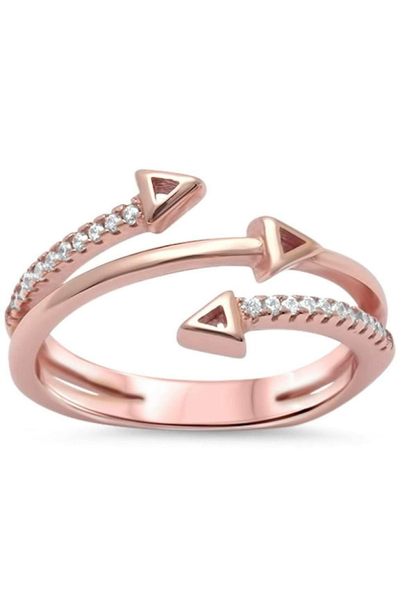 Clear Cubic Zirconia Triple Arrow Ring Sterling Silver size 6