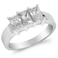 thumbnail image 1 of Clear Cubic Zirconia Triple Rectangle Ring .925 Sterling Silver Band White Jewelry Female Size 7, 1 of 4