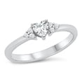 thumbnail image 1 of Clear Cubic Zirconia Triple Sides Heart Promise Ring Sterling Silver Size 9, 1 of 3