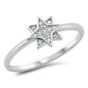 Clear Cubic Zirconia Twinkle Star Ring Sterling Silver Size 7