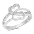 thumbnail image 1 of Clear Cubic Zirconia Two Hearts Design Ring Sterling Silver, 1 of 2