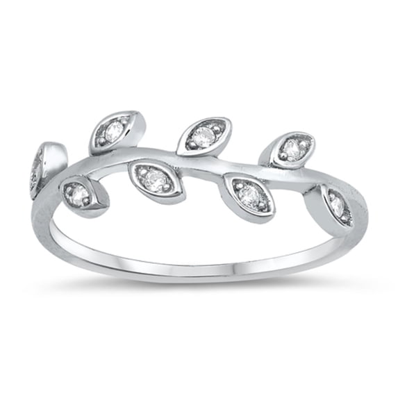 Clear Cubic Zirconia Vines Ring Sterling Silver Size 8