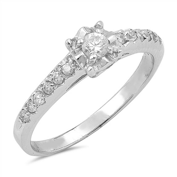 Clear Cubic Zirconia Wedding Ring .925 Sterling Silver Band White Jewelry Female Male Unisex Size 9
