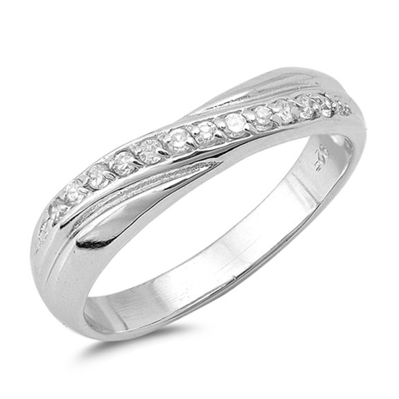 Clear Cubic Zirconia Wholesale Knot Wrap Ring .925 Sterling Silver Band White Jewelry Female Size 5
