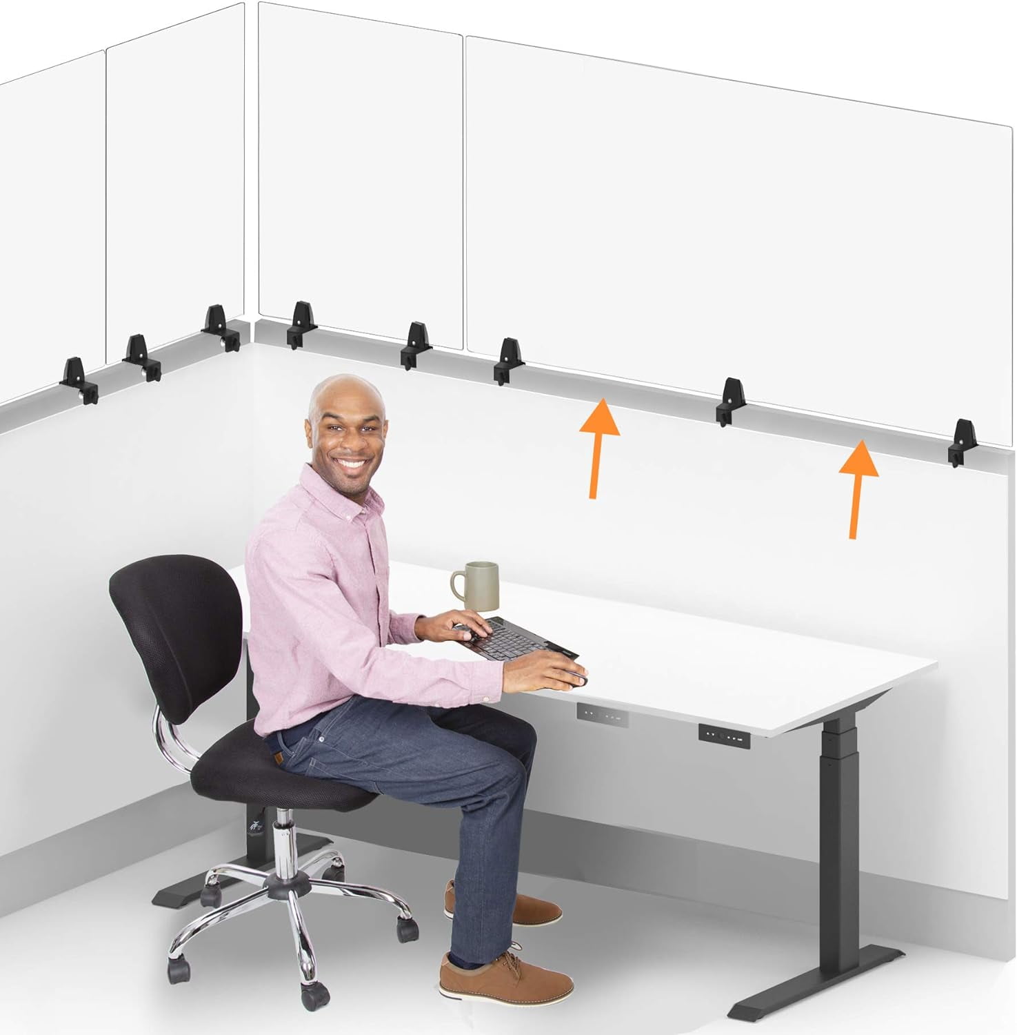 Clear Cubicle Wall Extender Single 60 In X 30 In Panel Clamp On