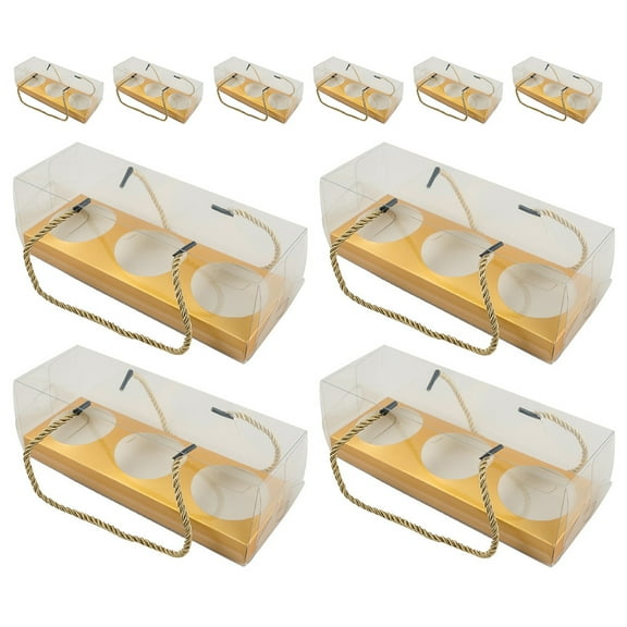 FELTECHELECTR Cupcake Boxes Golden Clear 10Pcs 8.9X3.1X3.1In