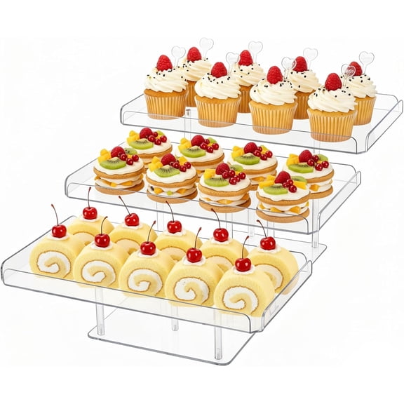 Clear Cupcake Stand, 3 Tiered Acrylic Dessert Table Display Set for 54 Cupcakes, Large Food Display Riser Serving Platter for Wedding, Party, Baby Shower, Buffet
