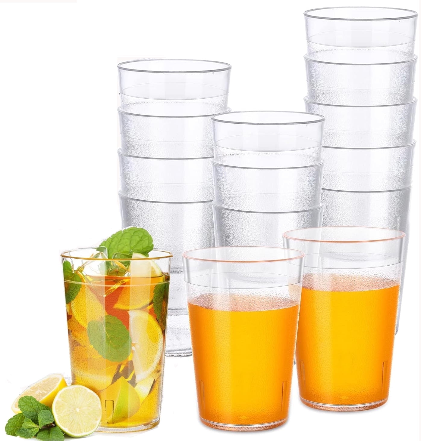 Clear Plastic Cups Set of 12 - Reusable Drinking Cup - 8oz Kids Drinking Cups,BPA Free Dishwasher Safe Plastic Tumblers - Unbreakable Plastic Tumblers for Kids Kitchen Outdoor(Clear）