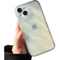 thumbnail image 1 of Clear Curly Wave Case for iPhone 15 6.1 inches,Water Ripple Phone Case Slim Shockproof Satin Glossy Cover for Girls Women Silicone 3D Non-Slip Case-Laser Transparent, 1 of 12