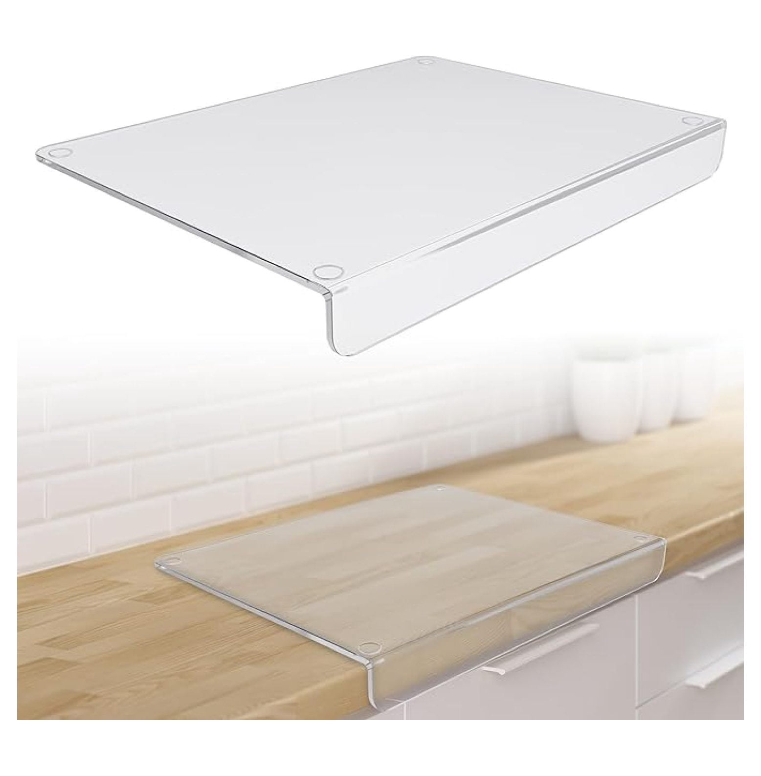 Clear Cutting Board for Countertop – 24 x 18-inch Acrylic Cutting Boards for Kitchen Counter – Food-Grade Acrylic Chopping Board with – Non-Slip Feet