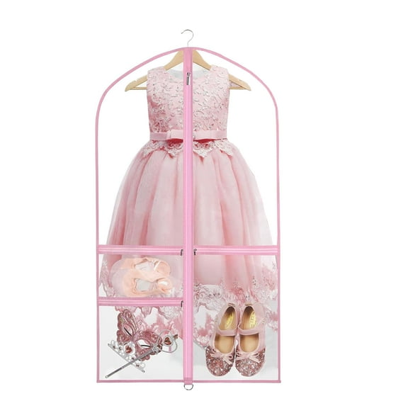 Clear Dance Garment Bags for Dancers 40” Dance Costume Garment Bag Dance Competition Must Haves with 3 Clear Zipper Pockets for Dance Competitions(1 PC)