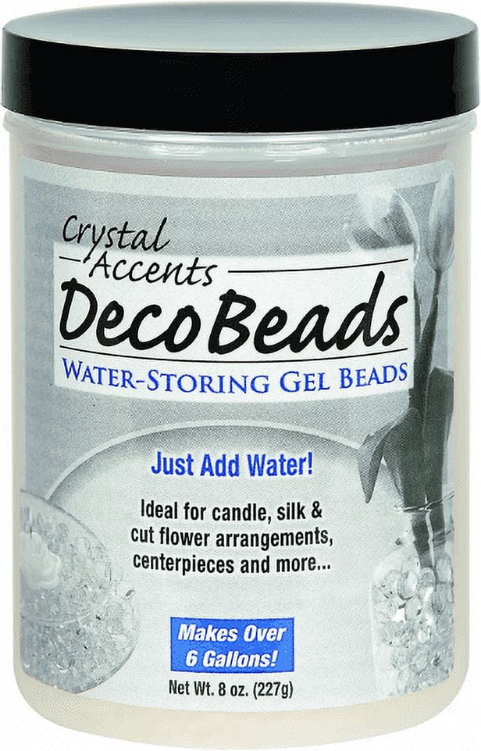 Clear Deco Beads - 8 Ounce Jar Makes Over 6 Six Gallons - Beads Hold Water