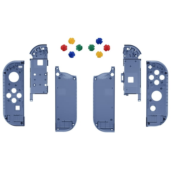 Clear Deep Ocean Blue Housing w/Colorful Buttons Replacement Shell for Nintendo Switch/OLED Joycon
