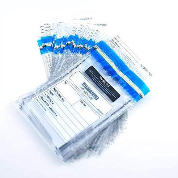 Clear Deposit Bags, Tamper-Evident Bags, Security Bank Pocket, 6 x 9 Inches (300)