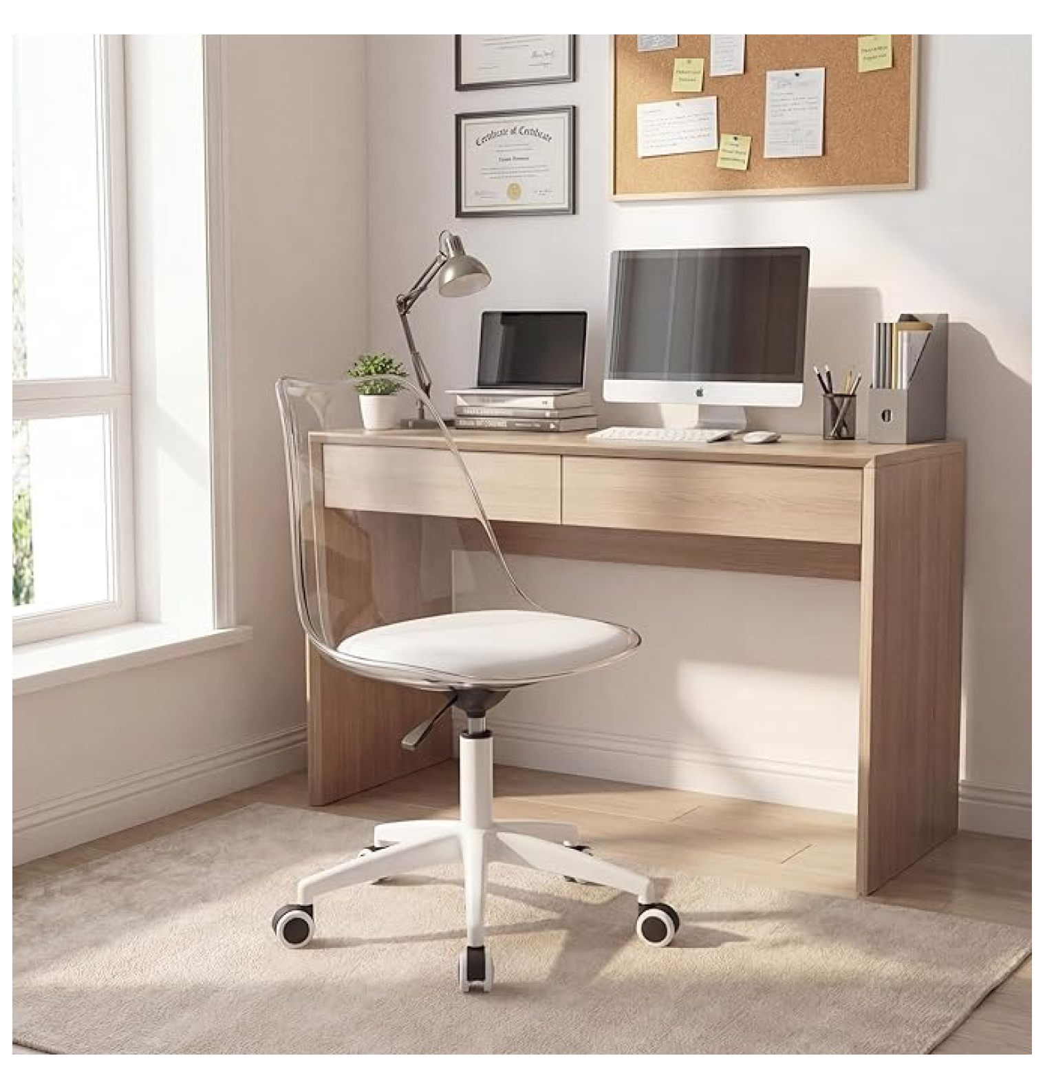 Transparent Computer Chair Clear Desk Chair, Acrylic Office Chair - Modern Transparent Rolling ...