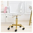 thumbnail image 1 of Clear Desk Chair, Acrylic Rolling Armless Vanity Swivel Height Adjustable Ghost Molded Plastic Home Office Chairs with Golden Feet Clear - Golden Feet, 1 of 7