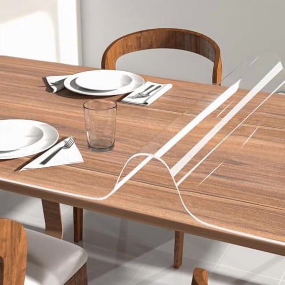 Clear Desk Mat, 47.2x23.6PVC Transparent Pad, Protector Mat with Round Edge, Heat Resistant & Waterproof Clear Desk Writing Pad, Non-Slip Plastic Desk Pad for Desktop Home