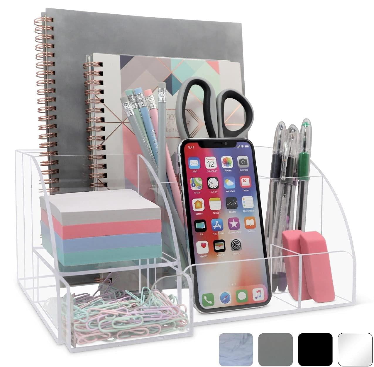 Clear Desk Oganizer  9 Compartments Office Supplies And Accessories Organizer Home Decor Desktop (clear)