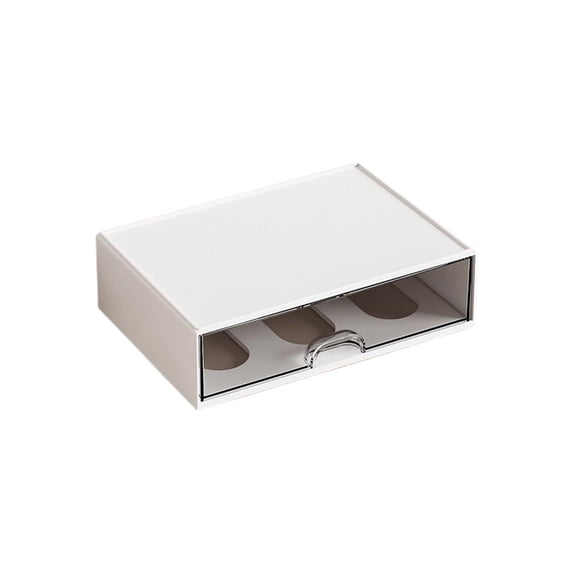 Clear Desktop Drawer Organizer, 8.07 x 5.63 x 2.28 inches Plastic Stationery Storage Box for Office and Vanity, Single Drawer