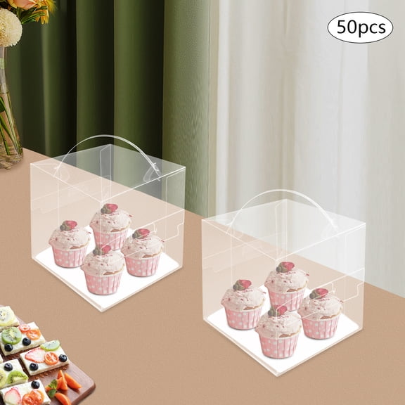 Clear Dessert Boxes 50Pcs 13cm Scratch-Resistant PET for Bakery Cafe Retail