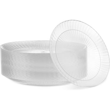 PLASTICPRO Clear Plastic Dessert Plates 6” Plastic Silverware for Party Supplies, 60 pcs