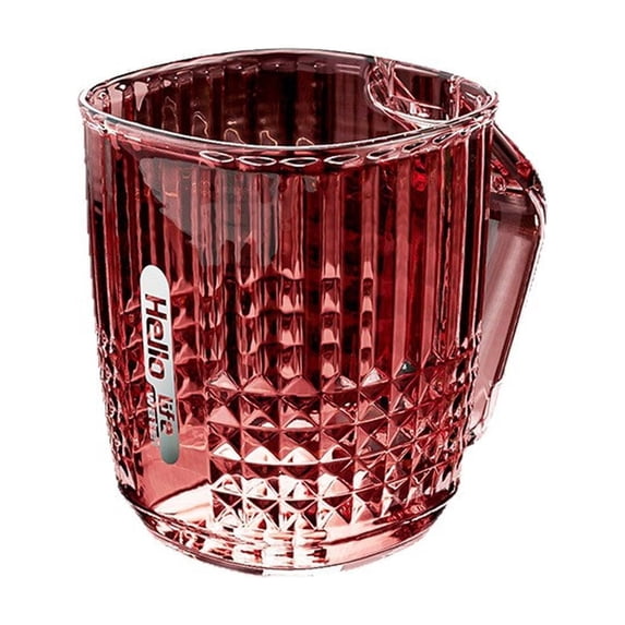 Clear Diamond Toothbrush Cup for Couples, Crystal Mouthwash Tumbler with Elegant Design, for Bathroom Decor Gifts, Stylish and Transparent Rinse Cup, Red