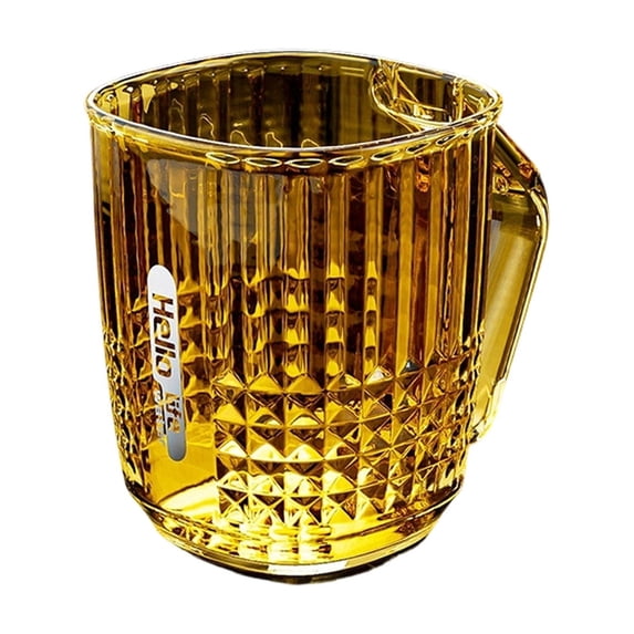 Clear Diamond Toothbrush Cup for Couples, Crystal Mouthwash Tumbler with Elegant Design, for Bathroom Decor Gifts, Stylish and Transparent Rinse Cup, Yellow