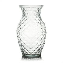 Clear Diamond-faceted Glass Vase for Flowers 5.0" W 8.0" H