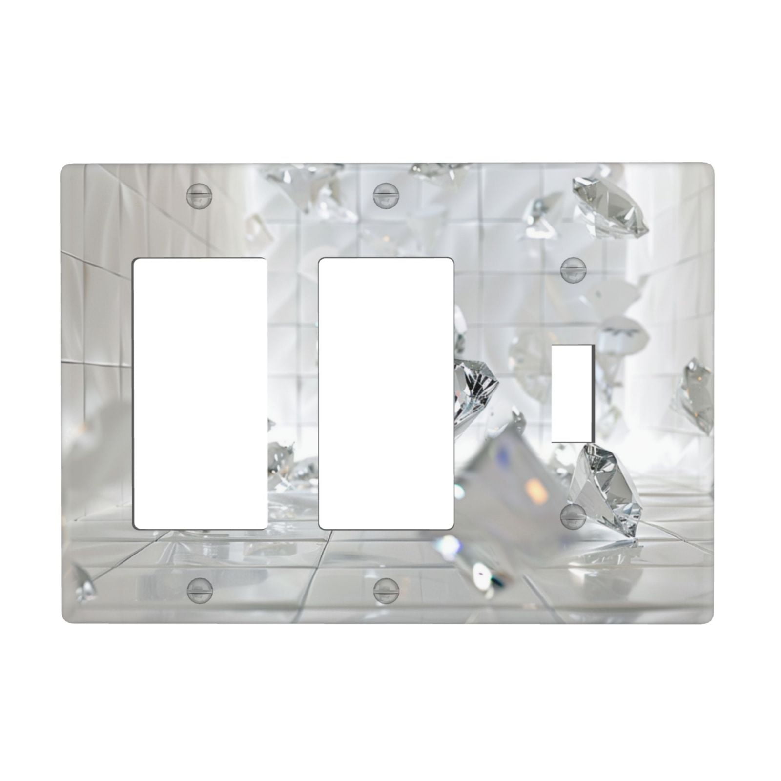 Clear Diamonds Switch Cover Decorative Wall Plate 3Gang 2Decor 1