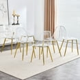 thumbnail image 1 of Clear Dining Chairs Set of 6, Modern Kitchen Chairs with Transparent Seat, Acrylic Accent Side Chairs with Golden Legs for Dining Room, Kitchen, Living Room, Transparent, 1 of 6