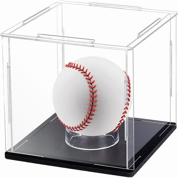 Clear Display Case Cube Holder Clear Acrylic Box Memorabilia Showcase Autograph Ball Protector Square Holder Stand for Baseball Golf Ball Enthusiasts Collectibles 104x104mm