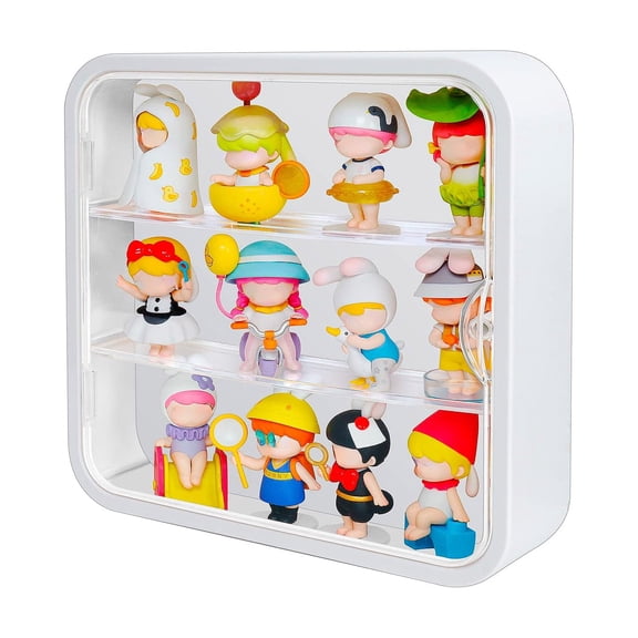 Clear Display Case, Wall Mounted Acrylic Storage Box with Magnetic Door, Dust Proof Display Cabinet Organizer for Premium Decorative Models Home, Office