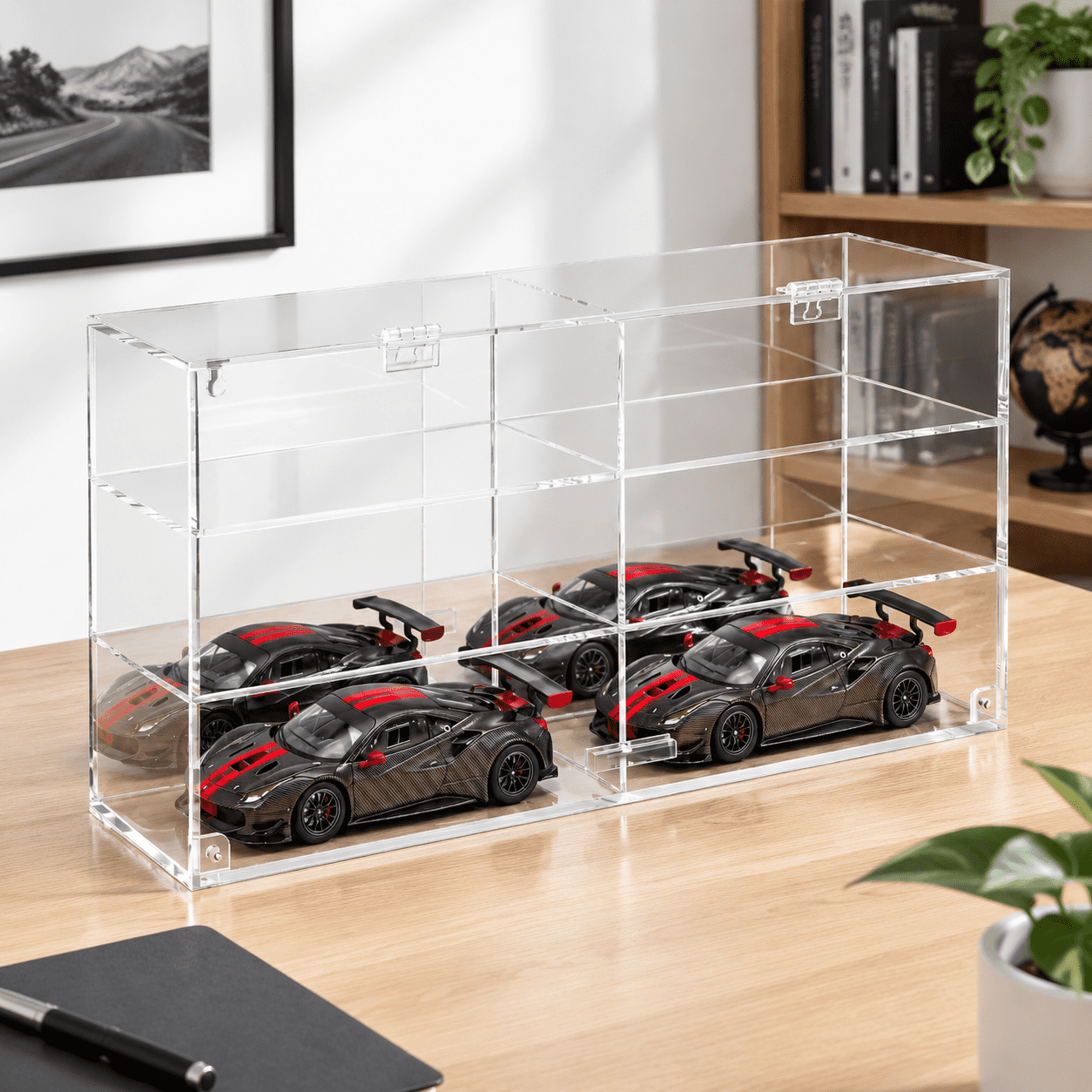 Store Sign Flashcard Clear Display Case for 1:24 Scale Collectibles, 6 Grids, Wall Mountable ...